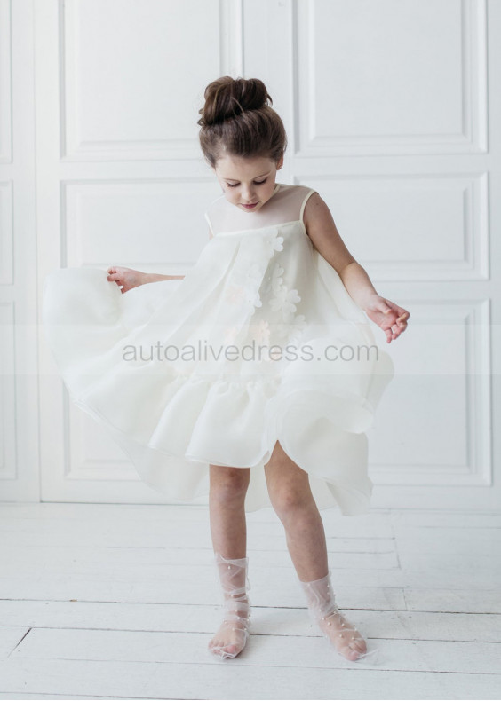 Organza Keyhole Back Floral Flower Girl Dress